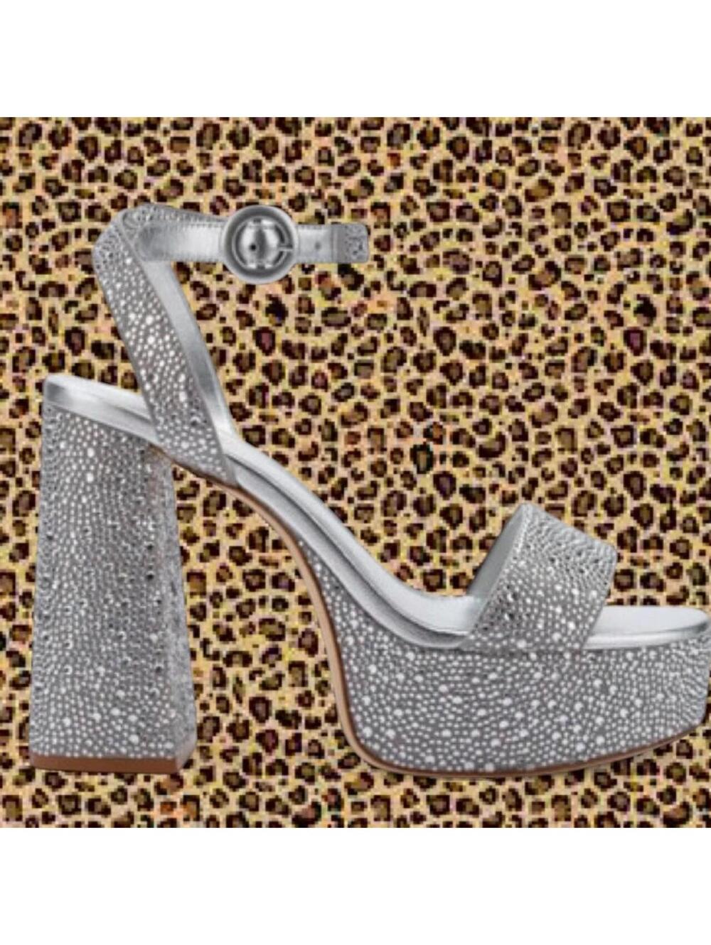 Larroude Dolly crystal platform sandals size 7
